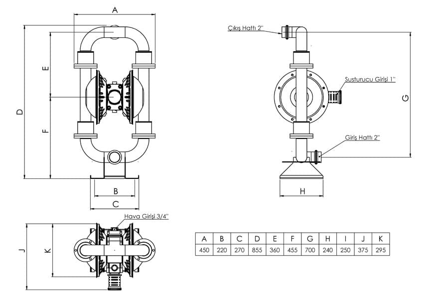 VP20 hygienic configuration dimensional drawing