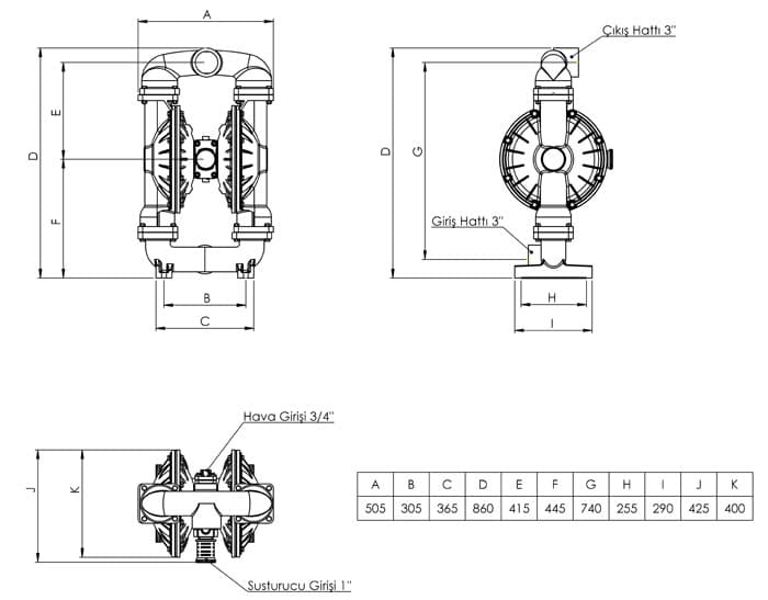 VP30 metal body dimensional drawing